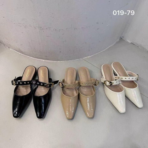 Buckle Straps Slid On Low Block Heels